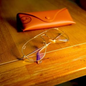 RayBans Aviator Sunglasses (Gold) w Clear/Transitional Lenses UV and Blue Light